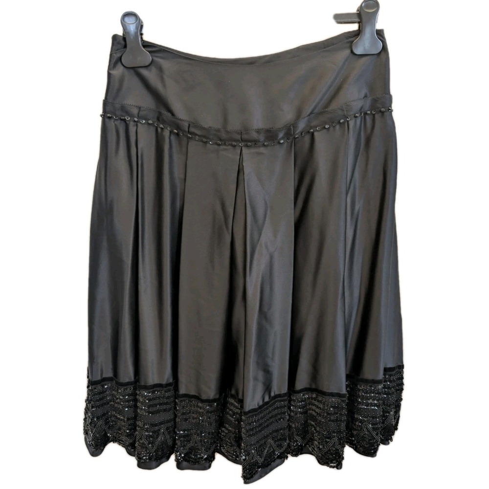 NWT Magaschoni Luxury Skirt Silk Black Pleated Hand Beaded Whimsigoth Sz 6 $428 - Picture 11 of 16